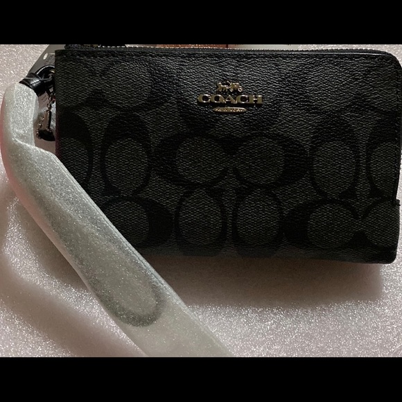 NWT 🔥 Double Corner Zip Wristlet In Signature Canvas NWT - Picture 14 of 16